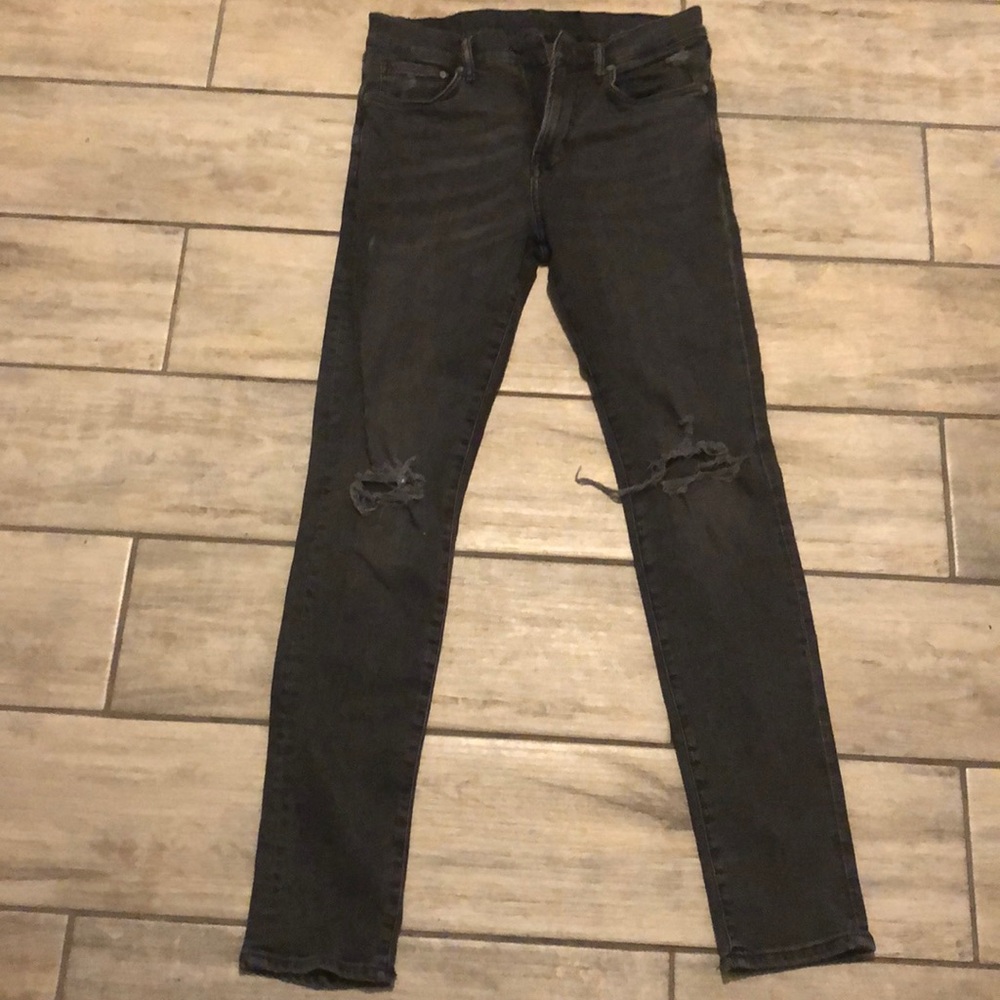H&M men’s ripped skinny black denim